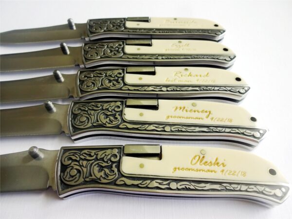 p 1 6 5 165 5 SET White Personalized Pocket Knives