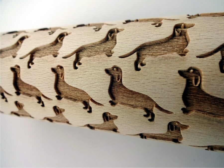 p 1 1 6 2 1162 DACHSHUND embossing rolling pin