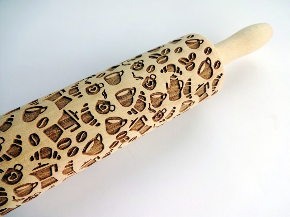 p 5 4 3 543 Coffee style Embossing Rolling Pin
