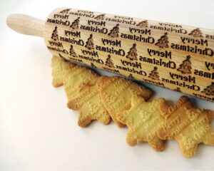 p 7 4 1 741 CHRISTMAS TREE embossing rolling pin