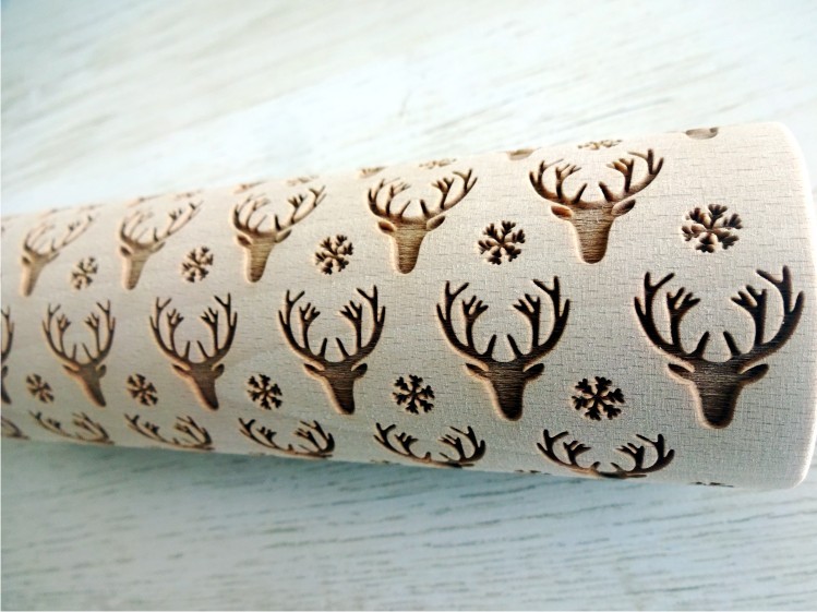 p 7 6 9 769 WHITE ELK embossing rolling pin