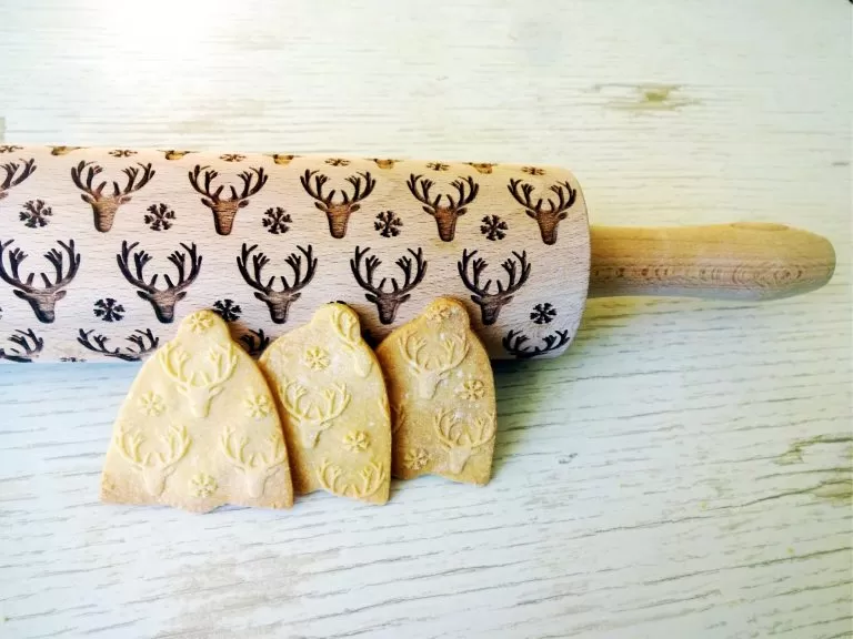 p 7 7 2 772 WHITE ELK embossing rolling pin