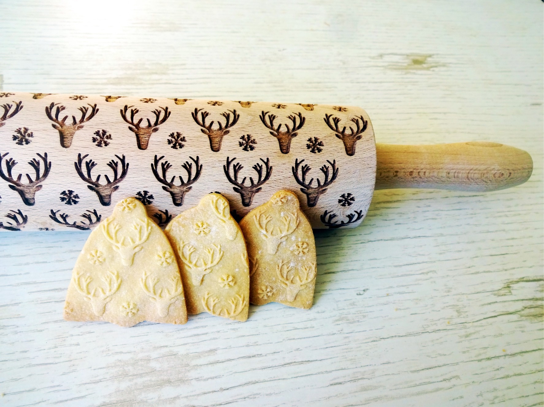 p 7 7 2 772 WHITE ELK embossing rolling pin