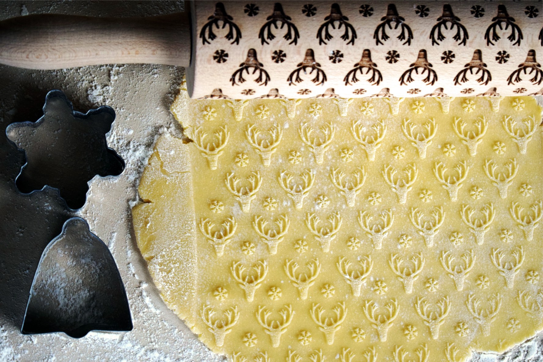 p 7 7 3 773 WHITE ELK embossing rolling pin