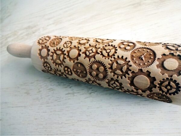 p 1 6 1 4 1614 CLOCKS and GEARS Embossing Rolling Pin