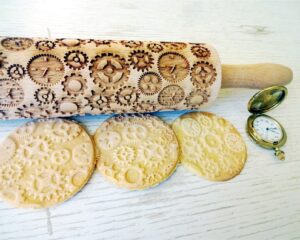 CLOCKS and GEARS Embossing Rolling Pin