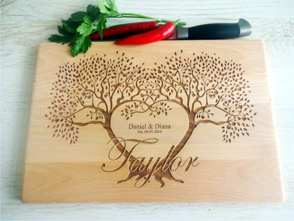 p 1 7 6 6 1766 Personalized cutting board Couple tree