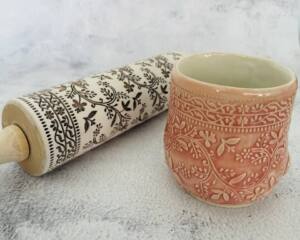 Embossed Rolling Pin Algis crafts x Jas FLORAL VINE ceramics