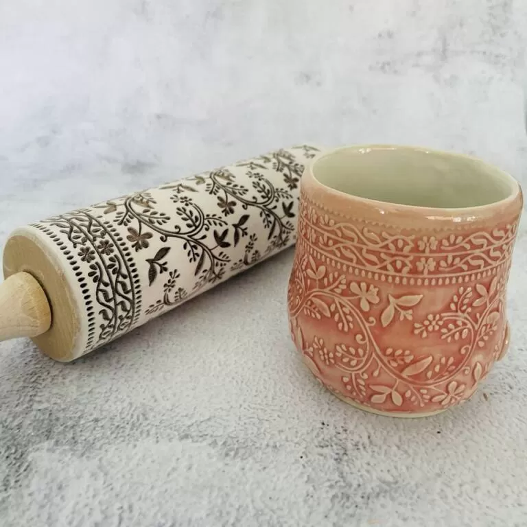 Embossed Rolling Pin Algis crafts x Jas FLORAL VINE ceramics