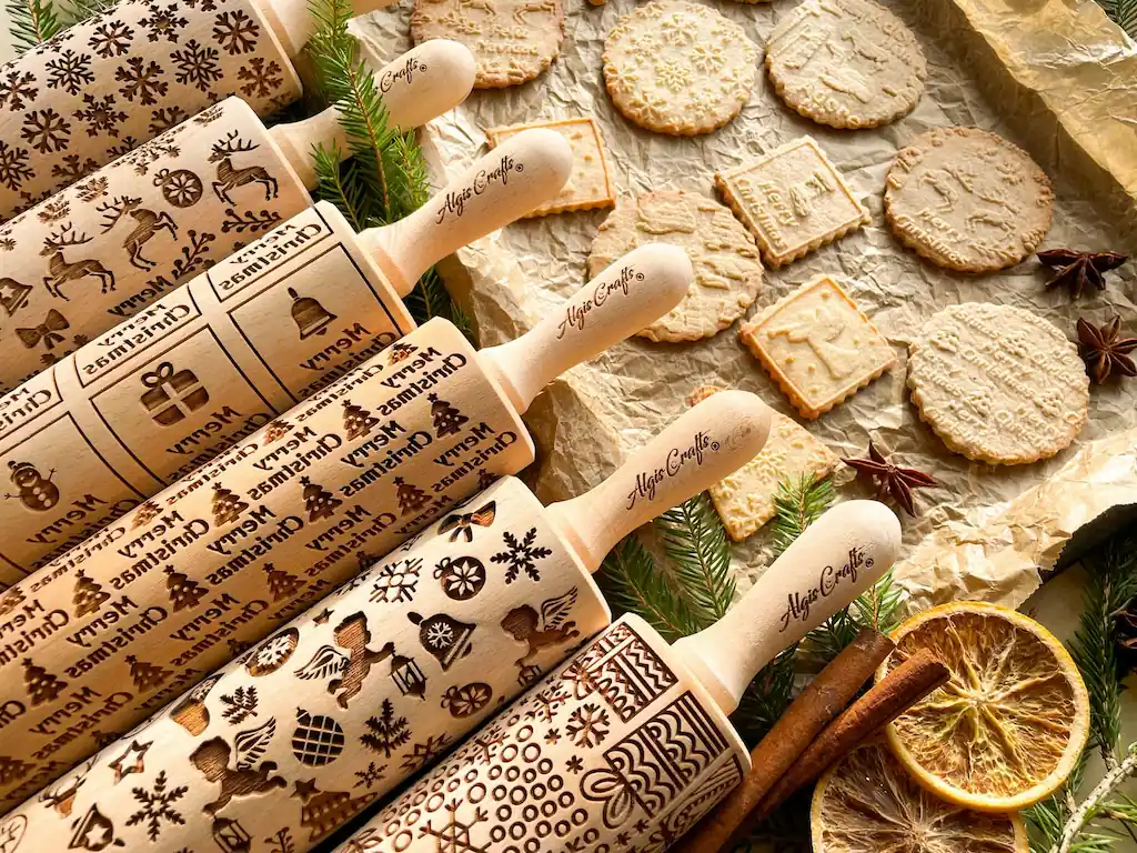 AlgisCrafts Christmas embossed Rolling Pins